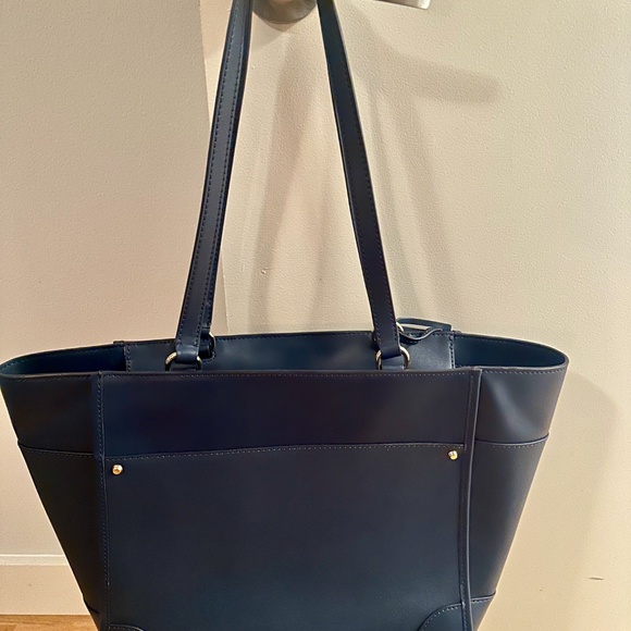 Michael Kors Harrison Large Leather Tote Bag Navy - Picture 6 of 6